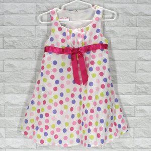 ASHLEY ANN Dress Sleeveless Polka Dots Easter Summer White Colorful  2T
